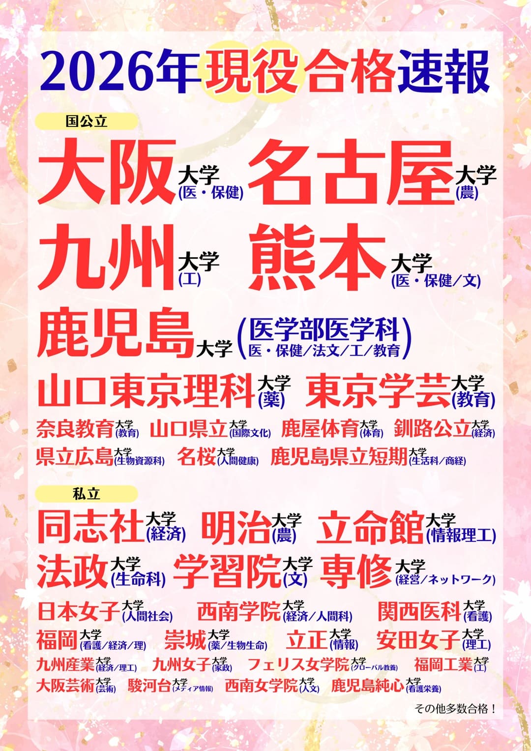 現役合格速報2026